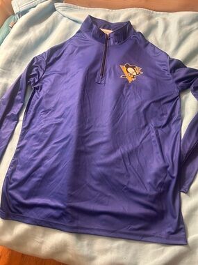 Men's Pittsburgh Penguins Blue Quarter-Zip Pullover with Team Logo